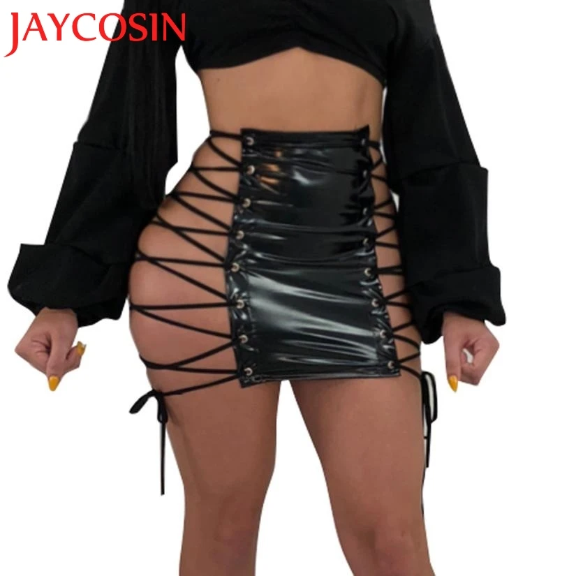 Женская кожаная гофрированная юбка JAYCOSIN бандажная Униформа с высокой талией 18