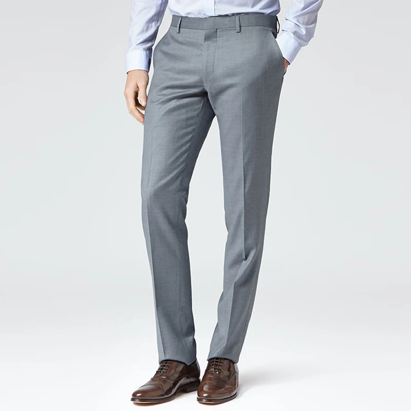 

Серебристо-серые тяжелые шерстяные мужские однотонные деловые брюки, Индивидуальные брюки 2018 ва