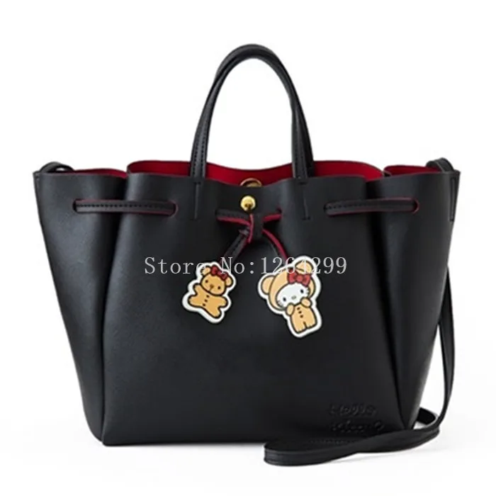 

New Fashion KT Girls Black PU Messenger Bags Woman Handbags