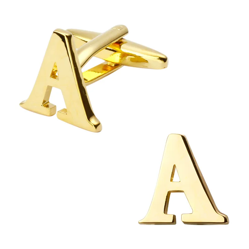 

New high quality brass plated letters A Cufflinks Mens Jewelry shirt cuff Cufflinks twins English letters