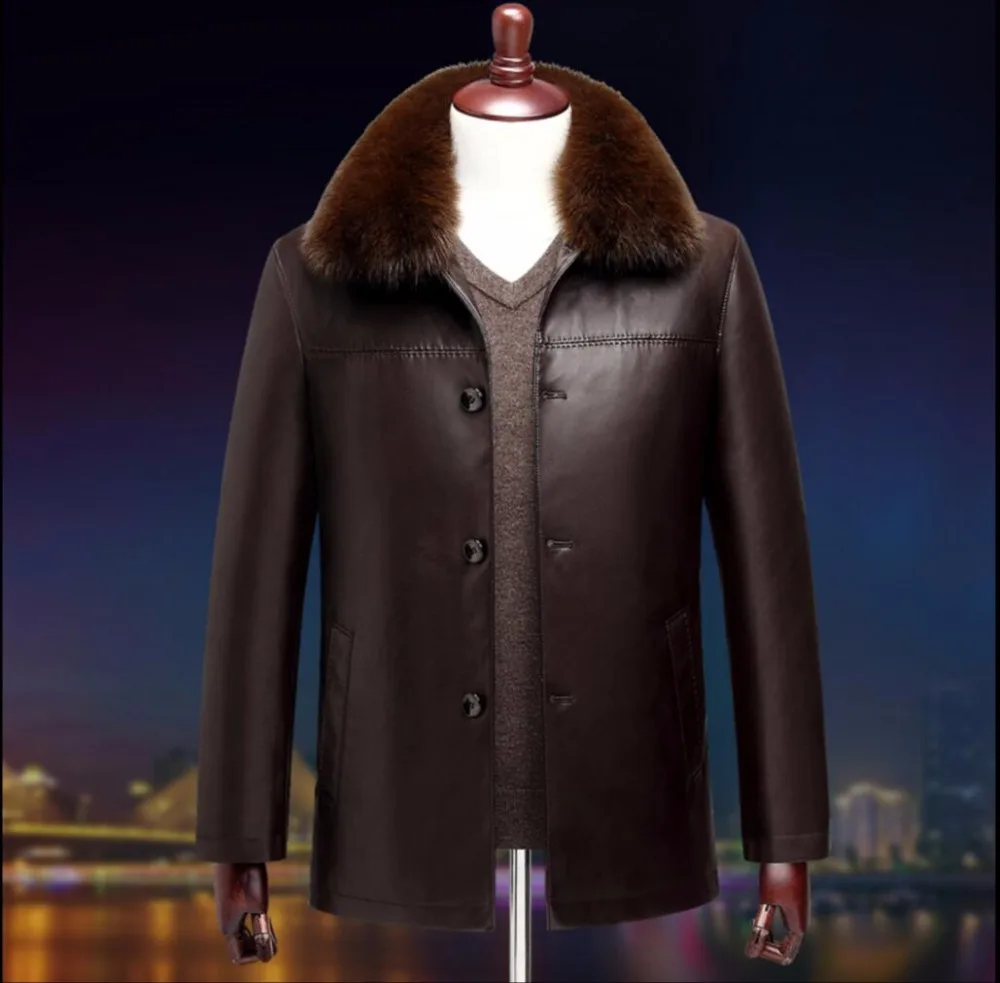 M 4xl 2021 Зимние новые модные мужские туфли из натуральной кожи Лисий мех воротник