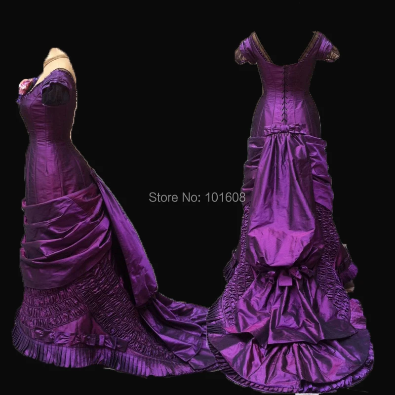 Tailored!Royal Purple French Duchess Civil war Theatre 18th Marie Antoinette DRESS Tartan Victorian Colonial dresses HL-299 |