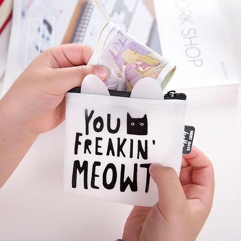 Розовый дневник креативные черно-белые силиконовые сумки на молнии с кошельком