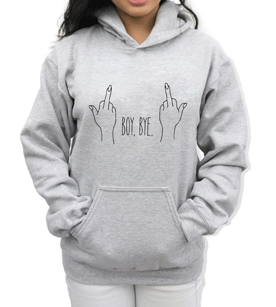 

Fashion Funny Hoodies For Women Print BOY BYE Letter 2018 Spring Winter Sweatshirt Fleece Hoody Women's Sportswear Kawaii Brand