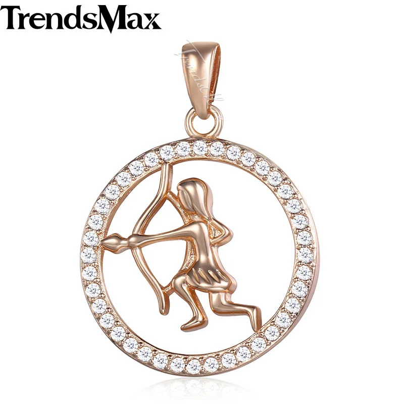 Trendsmax 12 подвеска созвездия Зодиака Ожерелья для женщин и мужчин 585 розовое золото кубический цирконий ювелирные изделия день рождения GPM17 - Окраска металла: GP185 Sagittarius