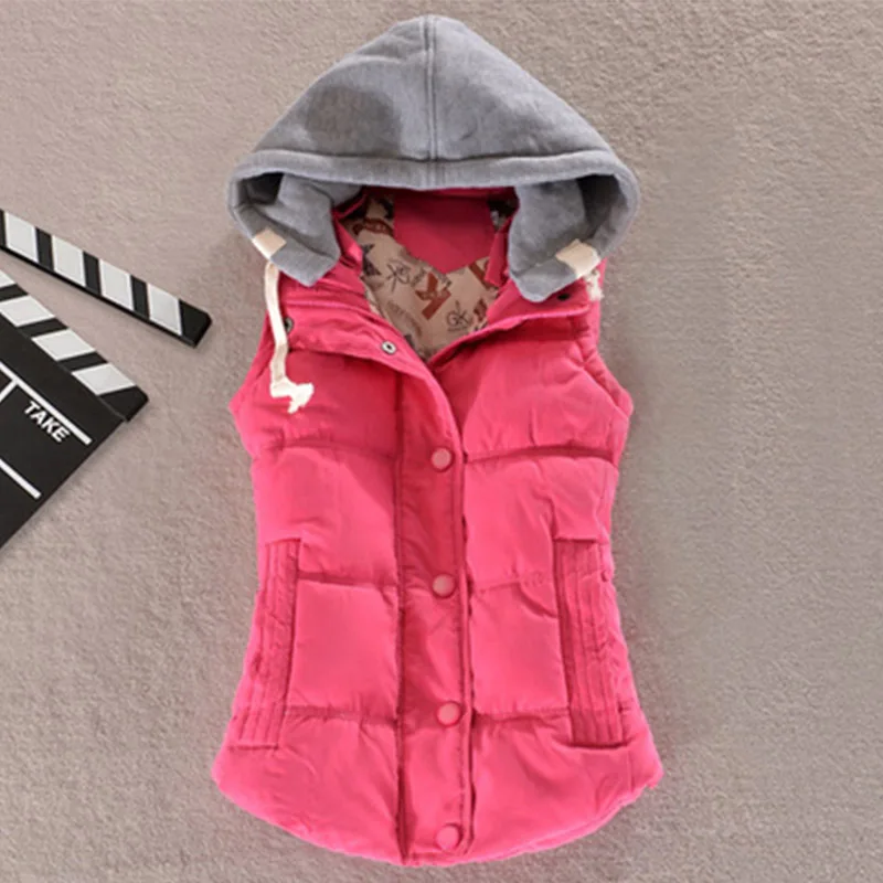 2019 Solid color Korean version Jacket Down Cotton jacket Winter Women Vest Thickening Hooded Waistcoat Coat Female cc71 | Женская