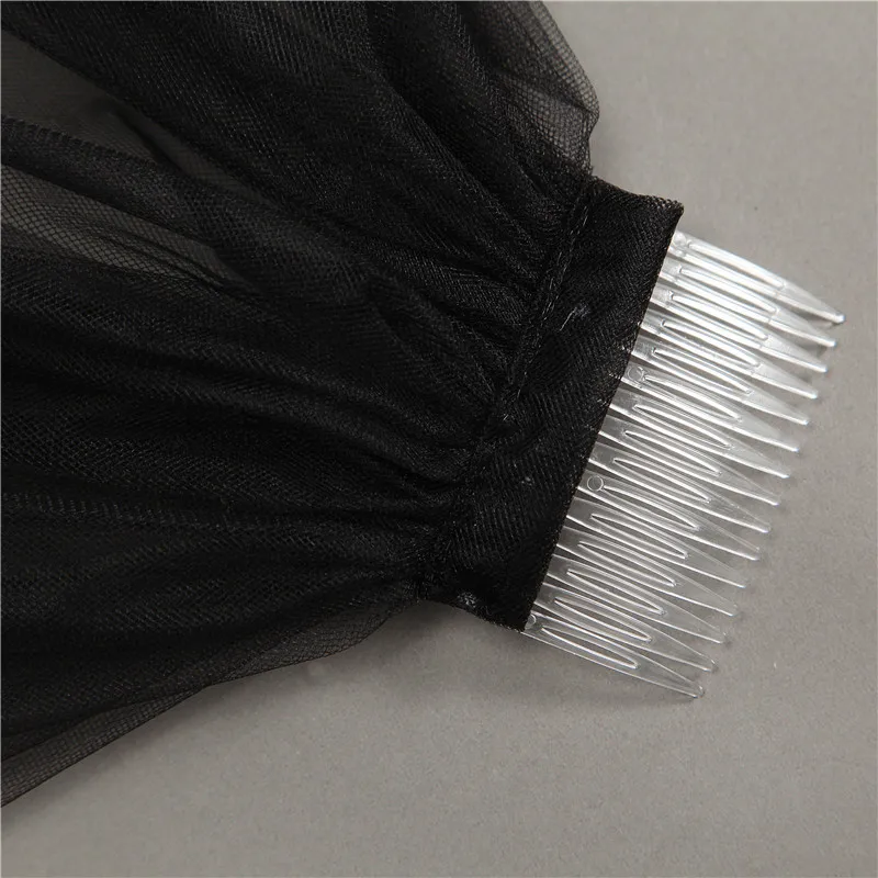 Черный Люкс Покрывал с Расческой 2 Слоя Тюль Горячие Продажа Свадебные