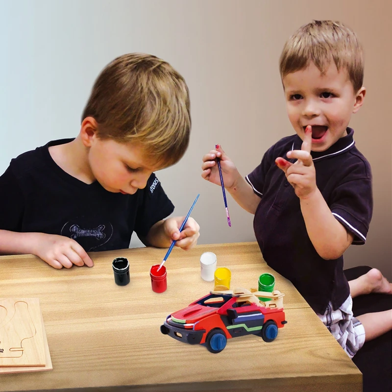 Robud сборки деревянная картина гоночный автомобиль Игрушечные машинки обучения