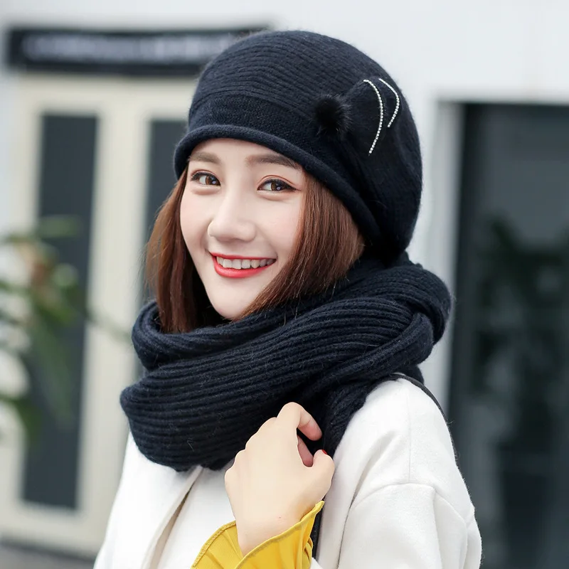 CHESSIECA жемчуг газетчик кепки женская зимняя обувь Кролик Мех животных шапка шарф