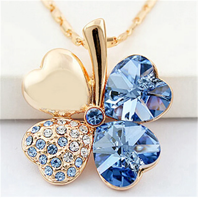 Четыре Листа Клевера Ожерелья Подвески Кристалл с Элементами swarovski 18 К