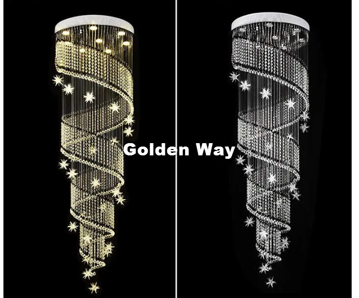 売る 送料無料現代クリスタルペンダントランプスパイラルデザインリビングルームぶら下げledランプ高級階段ホテル照明器具