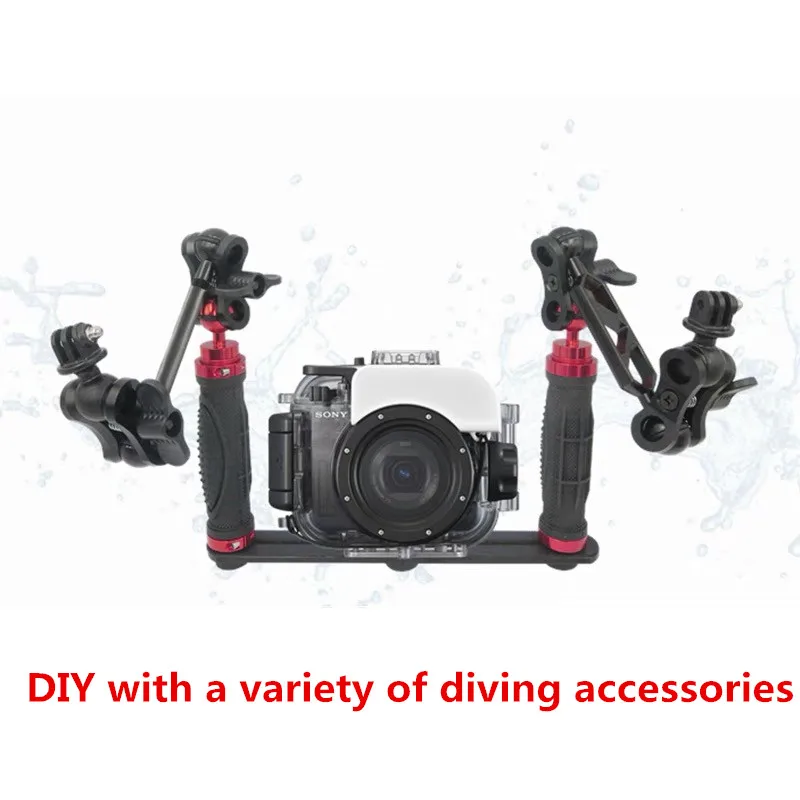 

Handheld Handle Hand Grip Stabilizer Rig Underwater Scuba Diving Dive Tray Mount / LED Light for Go pro Camera SJCAM Smartphone