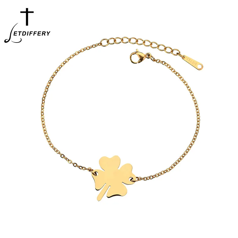 Letdiffery модный браслет Luck с четырехлистным клевером из нержавеющей стали