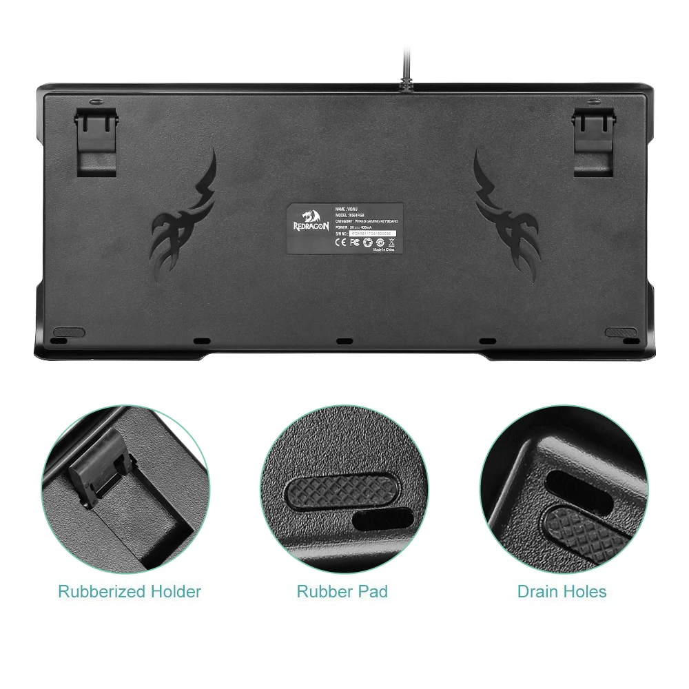 Redragon K561 Вишну 87 Ключи anti ореолы RGB подсветкой Водонепроницаемый Механическая