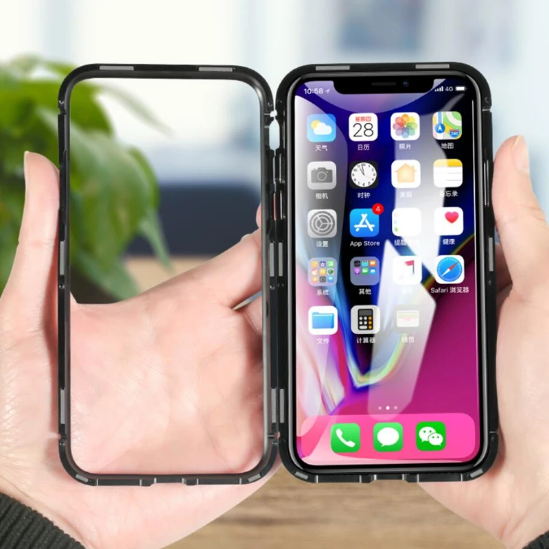 Магнитный двухсторонний чехол из закаленного стекла для iPhone 12 mini 11 Pro XS Max XR X