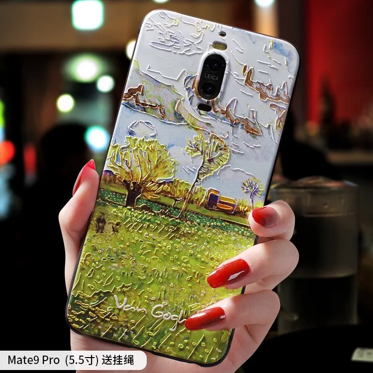 Van Gogh Sunflower Vegetable Field oil painting embossed Relief case For Huawei Mate 10 Pro 9 cover |
