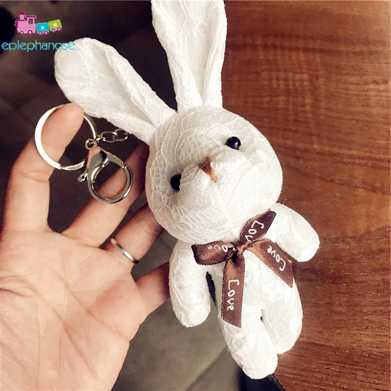Кролик kawaii плюшевый брелок с кружевным бантом мягкие милые зайчики длинными