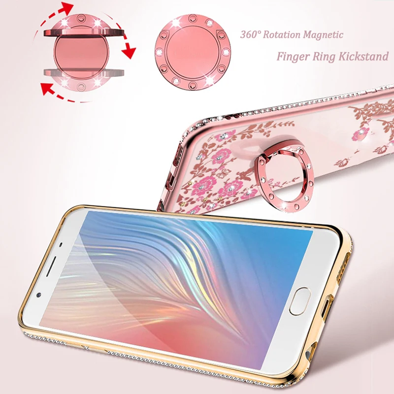 Роскошный чехол подставка из ТПУ с цветочным рисунком для Samsung A6 A8 S8 S9 S10 Plus S10e Note 9 8