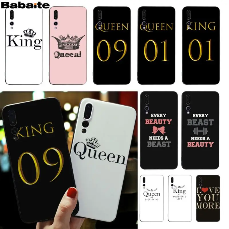 Фото Babaite King 09 и Queen черный чехол для телефона из ТПУ Huawei P9 P10 P20 P20pro honor 9 10 V9 V10 | Мобильные
