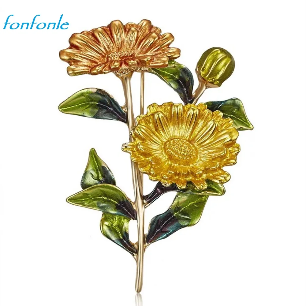 Красивая модная иади Хризантема булавка картина маслом эмаль растительная