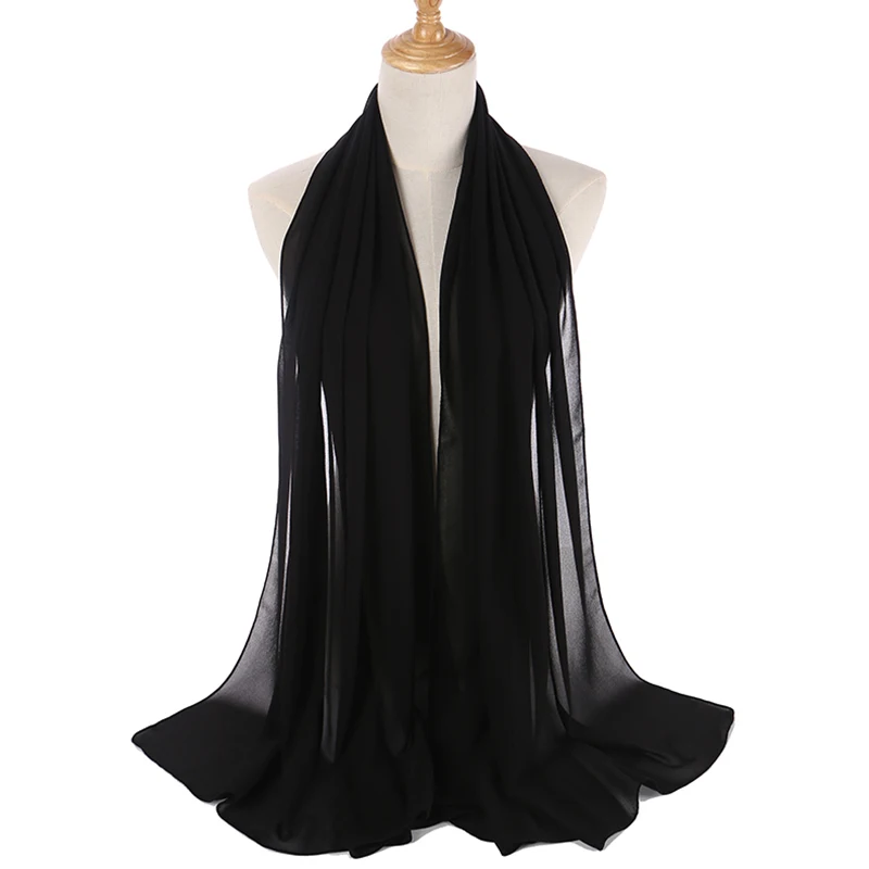 

50pcs/lot Big Size High Quality Bubble Chiffon Women Muslim Hijab Scarf Shawl Wrap Solid Plain 24 Colors