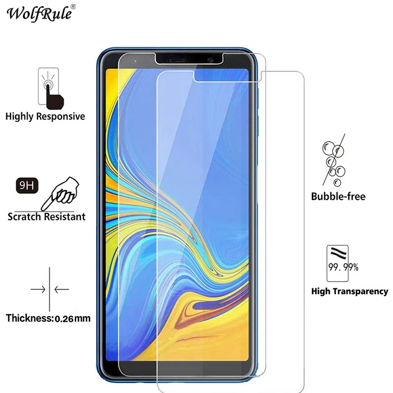 2 шт. закаленное стекло для samsung Galaxy A7 2018 Защита экрана 2.5D пленка против царапин