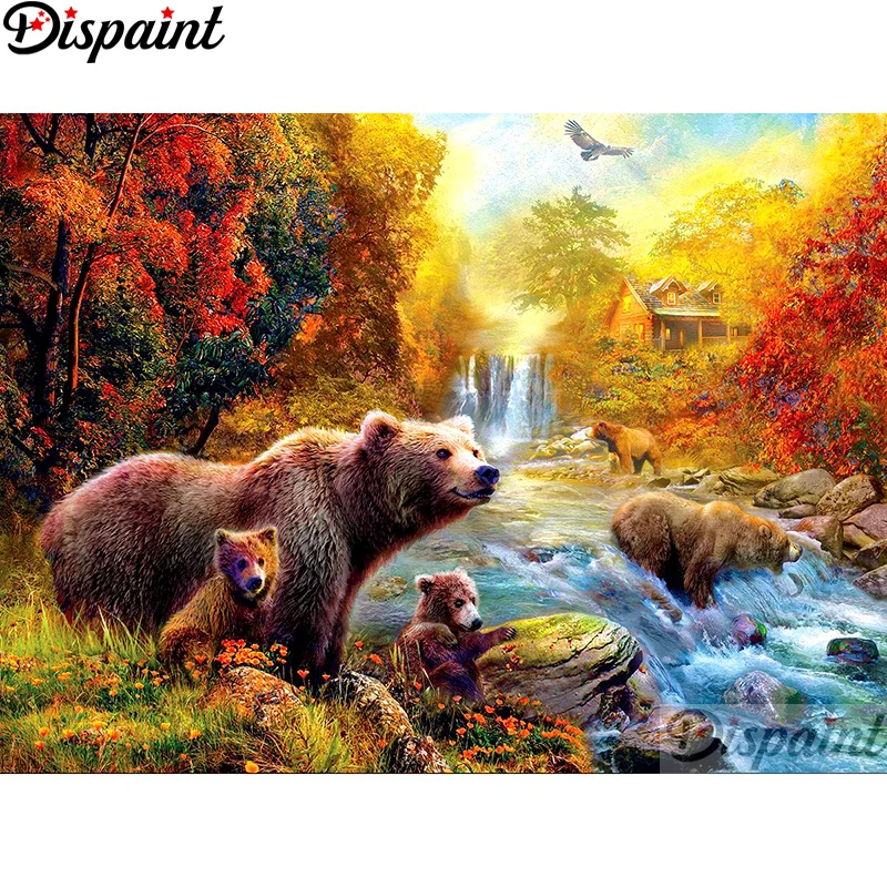

Dispaint Full Square/Round Drill 5D DIY Diamond Painting "Animal bear" Embroidery Cross Stitch 3D Home Decor A10937