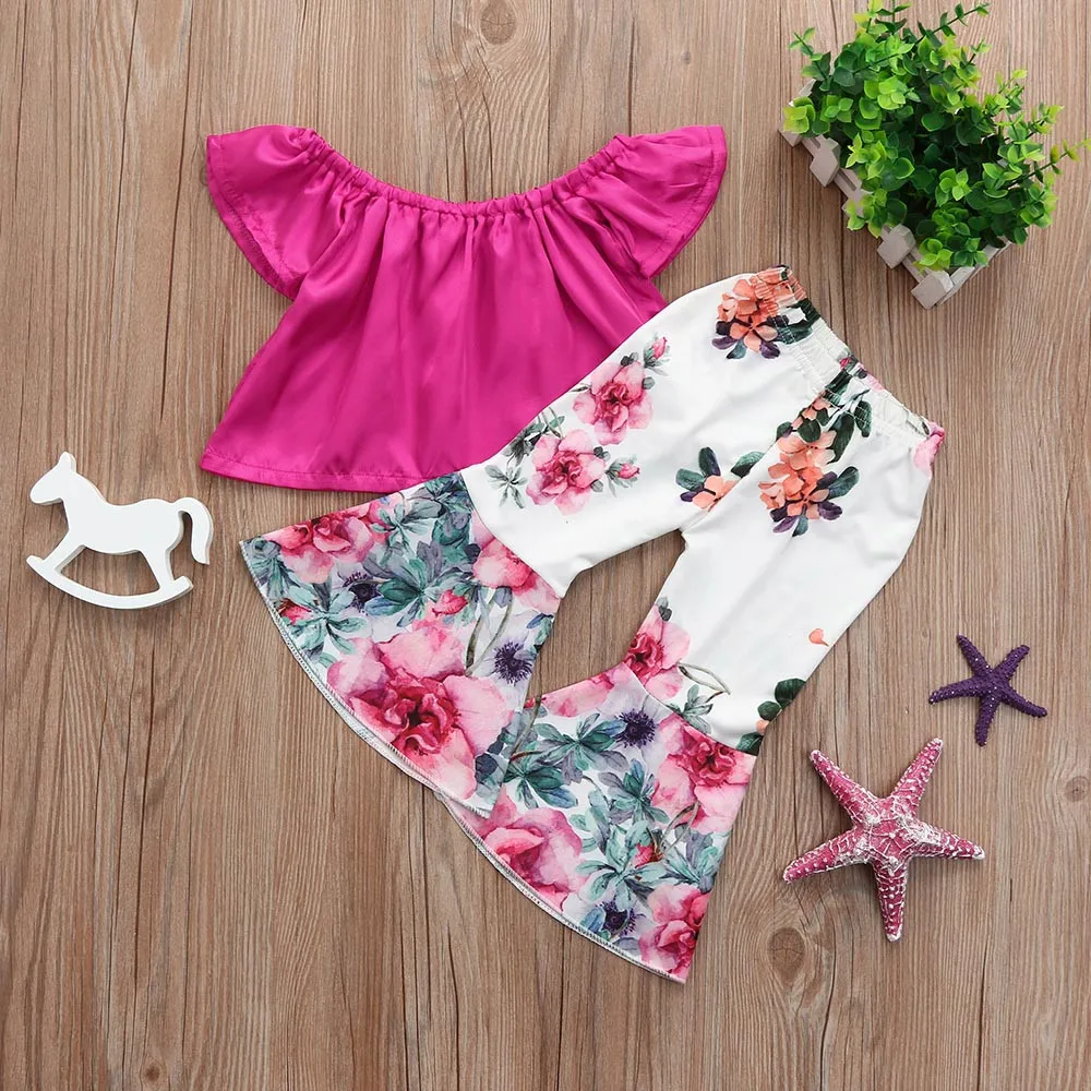 Комплект из 2 предметов для маленьких девочек однотонные топы с открытыми