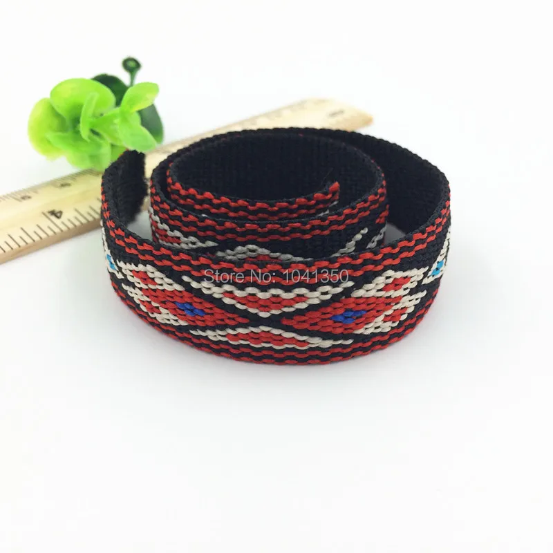 

2015 New 18mm(3/4") 10 yards Black Base Cotton Polyester Woven Jacquard Webbing Ribbon For garments bags Handmade Sewing