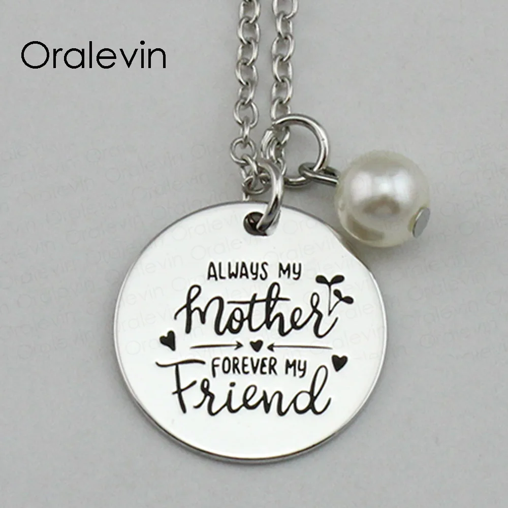 

ALWAYS MY MOTHER FOREVER MY FRIEND Inspirational Hand Stamped Engraved Custom Pendant Chain Necklace Jewelry,10Pcs/Lot, #LN2180