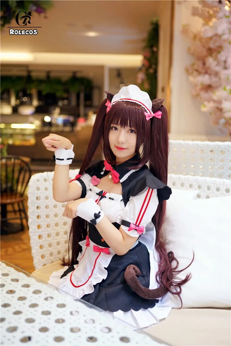 ROLECOS игра Nekopara Косплей Костюм Chocola Cat Косплей ванильный костюм платье-передник костюм горничной женское платье