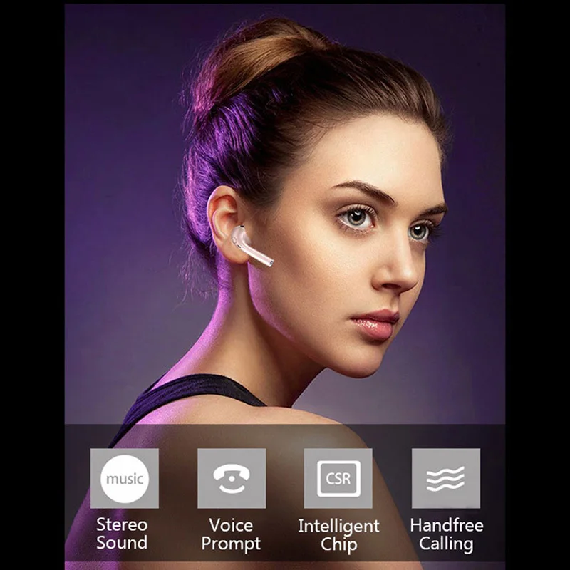Мини наушники Bluetooth вкладыши беспроводные с микрофоном для iPhone 6 7 8 X Xiaomi Samsung Android
