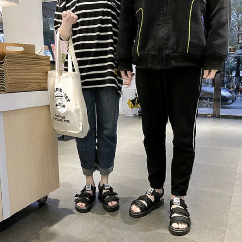 2019 new summer platform sandals women's flat open toe casual black | Обувь