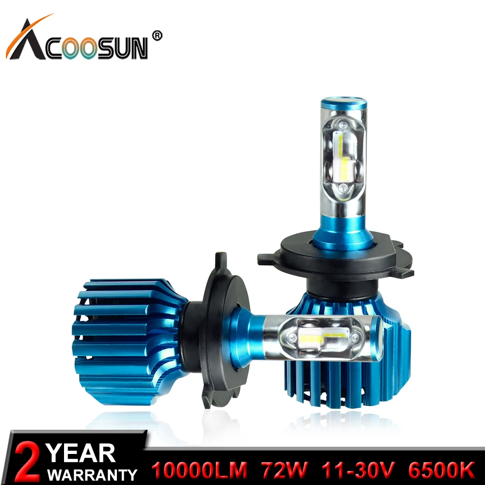 AcooSun H4 H7 светодиодный H11 9005 9006 H3 Автомобильный лампы для передних фар 72W фары 10000LM