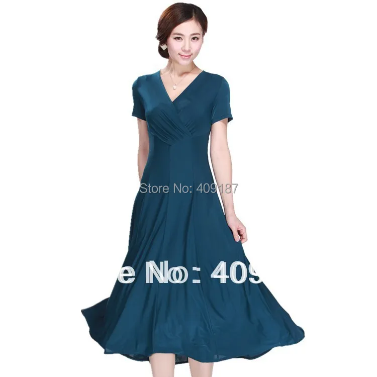 Большие размеры летние платья для матери невесты с коротким рукавом v-образным