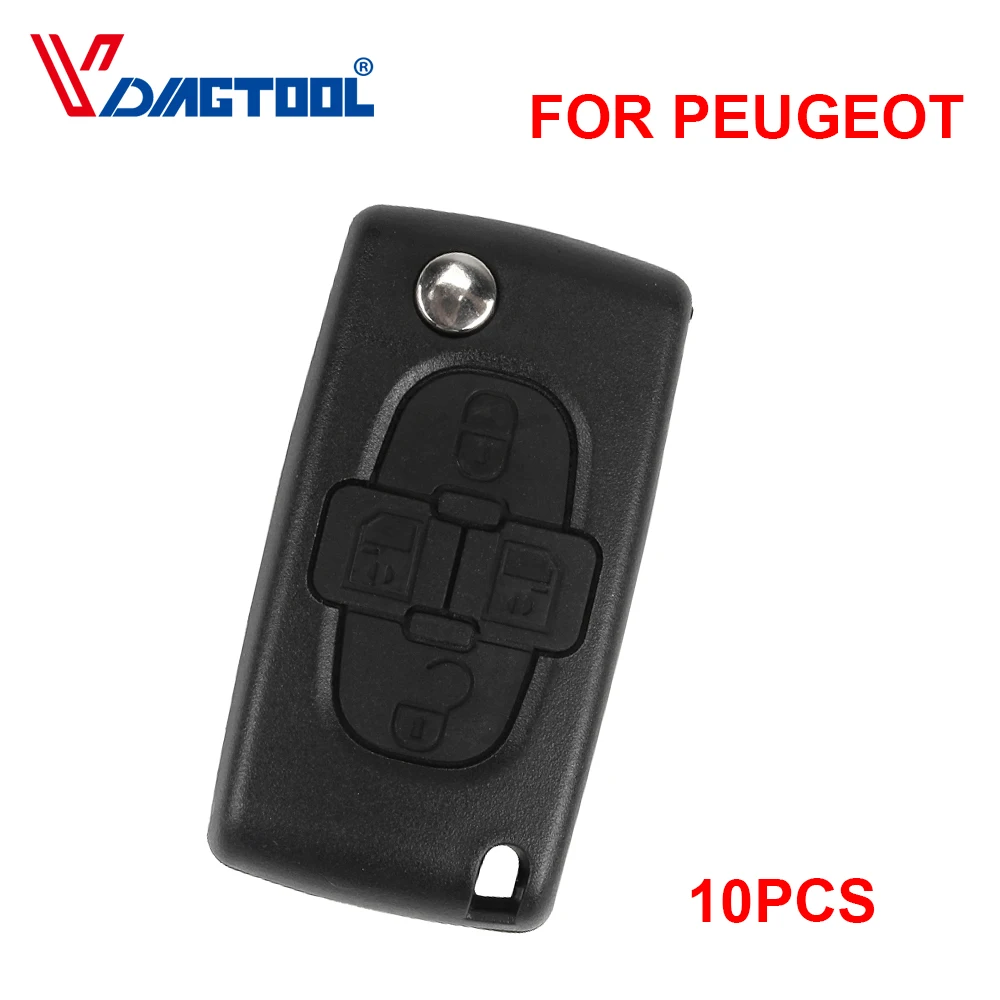 VDIAGTOOL откидной 10 шт. 4 кнопки автомобильный брелок для ключей пустой Peugeot 407