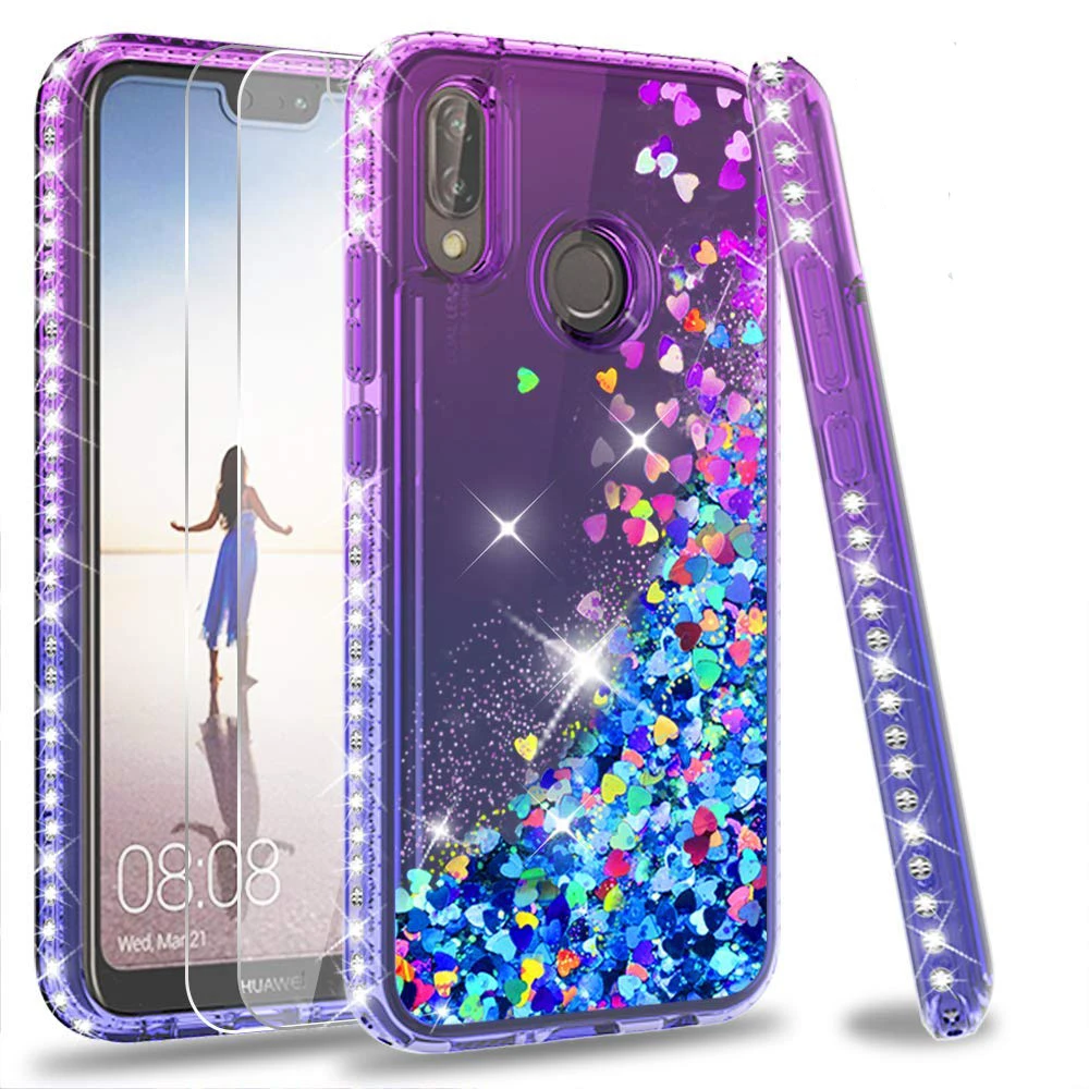 Luxury Bling Diamond Glitter Case For Huawei P20 Lite Coque Nova 3e Liquid Quicksand Floating Sparkle Flowing Cover | Мобильные