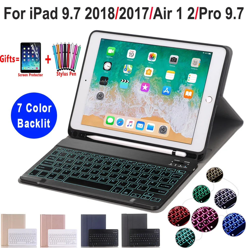 Чехол для клавиатуры с подсветкой Apple iPad 5 го 6 поколения 9 7 2018 2017 Air 1 2 Pro умный