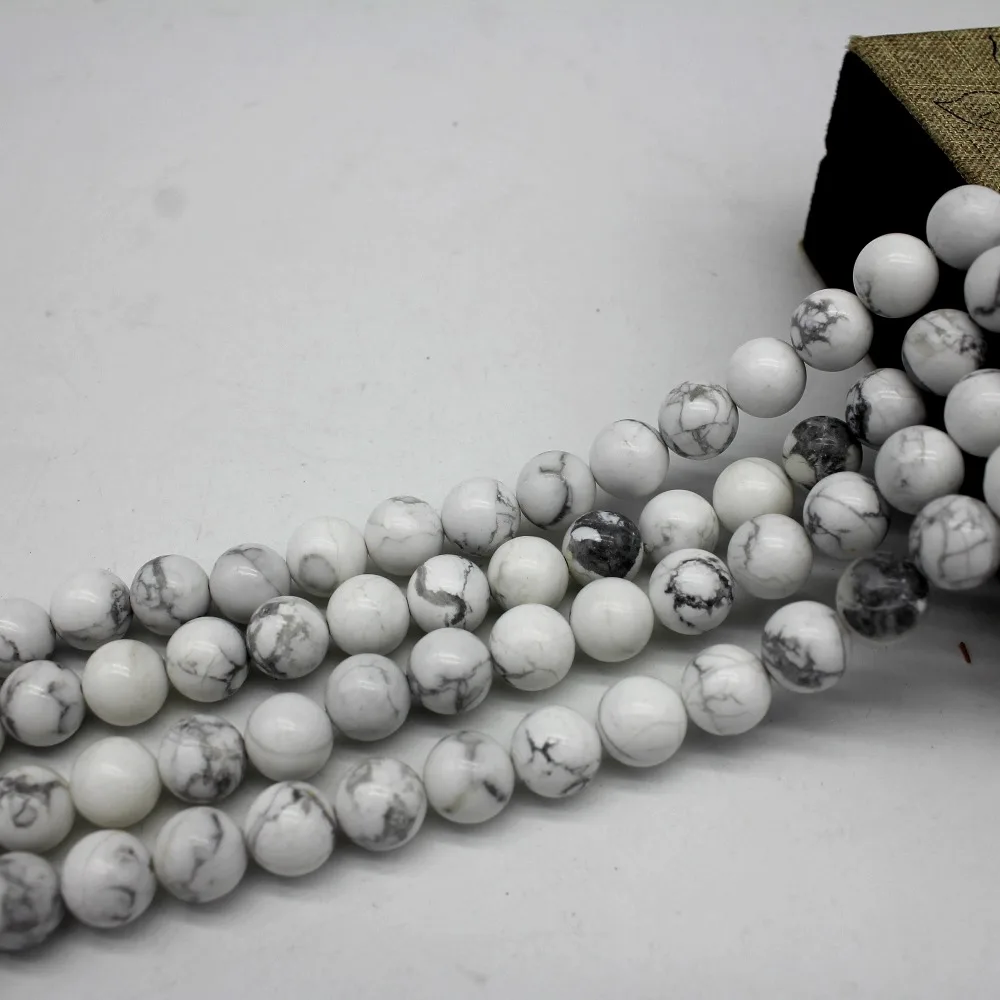 Оптовая продажа натуральных бусин из белого камня Howlite для изготовления