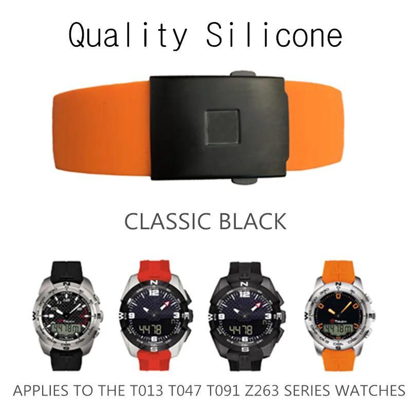 Силиконовый ремешок для часов Tissot Touch T013 T047 20 мм 21 резиновый Т спорта