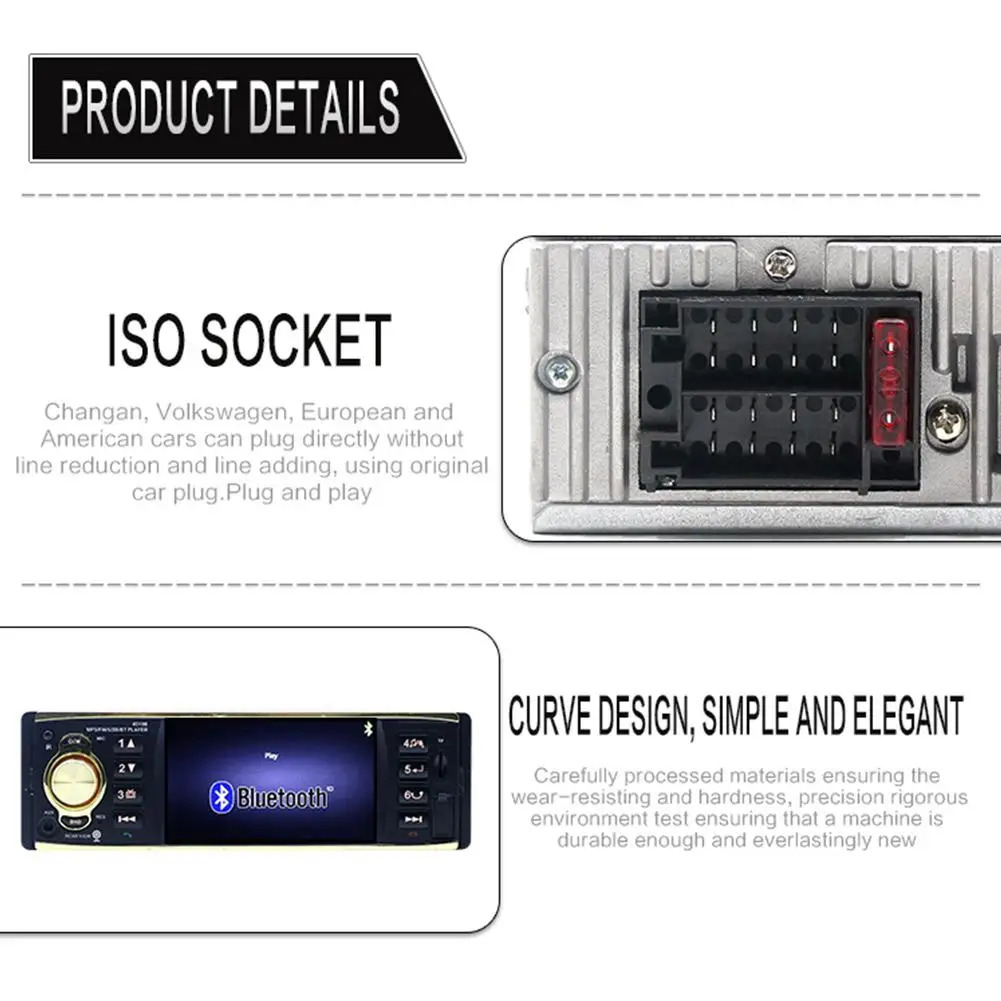 4,1 дюймов Автомобильный радиоприемник MP5 плеер 1Din HD 800*480 Bluetooth FM/AUX/USB/TF рулевое колесо управление Поддержка камеры заднего вида r20