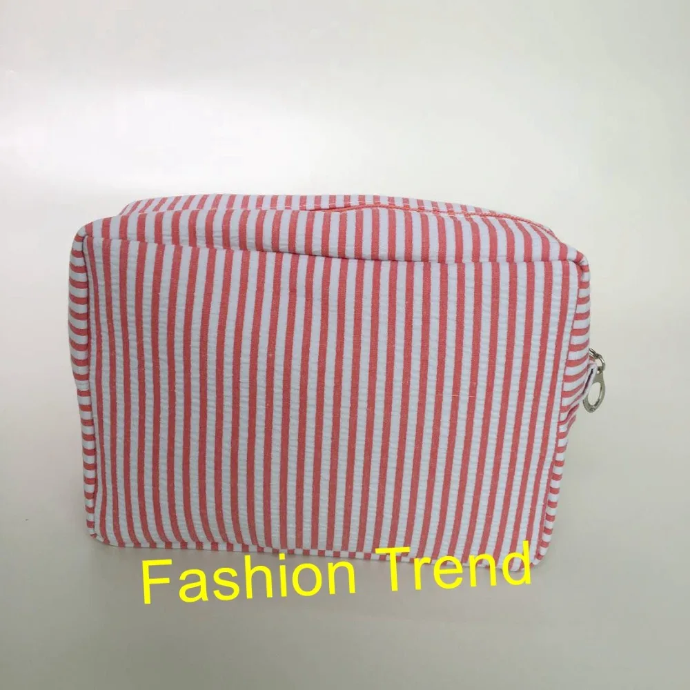 20pcs/lot Wholesale Blanks Candy Stripe Seersucker Cosmetic Makeup Toiletry Travel Case Pouch Gift In Stock |