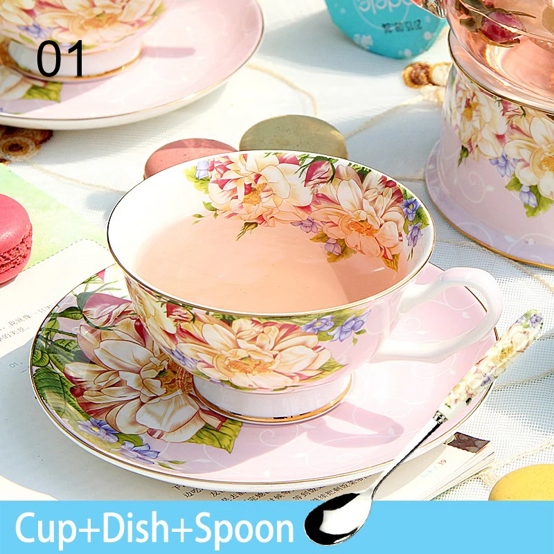 

Creative Gift European Royal Coffee Cups set,Include 1 TeaCup 1 Saucer 1 Spoon, Advanced Porcelain Mug For Afternoon tea set