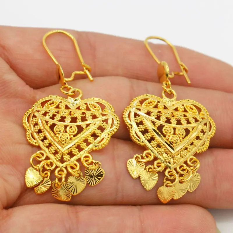 Золотые серьги в форме сердца золотого цвета эфиопские африканские/индийские