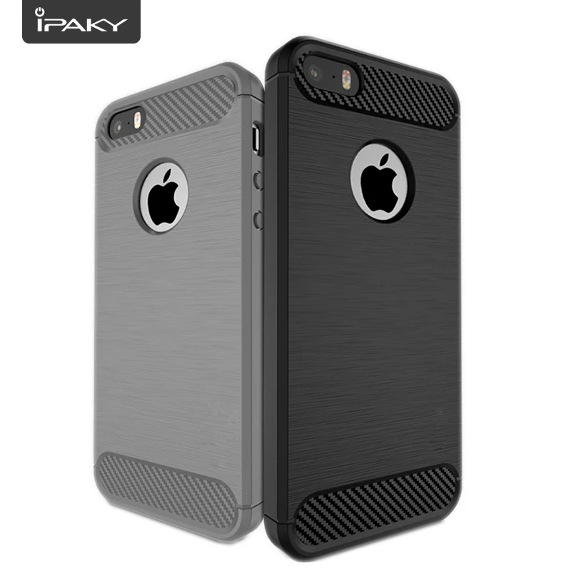 IPAKY Original iPhone 5s Case, Silicone Brushed Carbon Fiber TPU Flexible Back Cover for iPhone SE/5/5S image 4