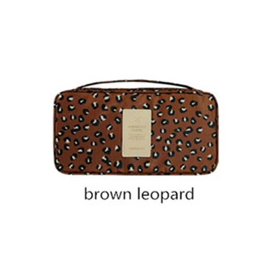 Brown leopard Дорожная женская сумка для хранения бюстгальтеров дамский косметический Органайзер для макияжа нижнее белье организация выходных Ночное нижнее белье аксессуары - Цвет: Brown leopard
