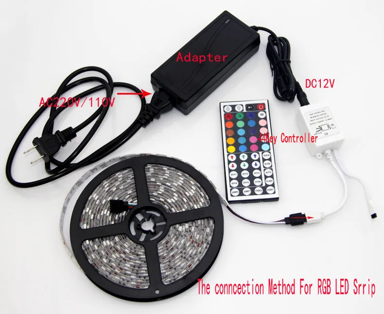 Водонепроницаемый IP65 SMD 5050 RGB Светодиодные ленты 5 м 300 светодиодов + 44 клавишный
