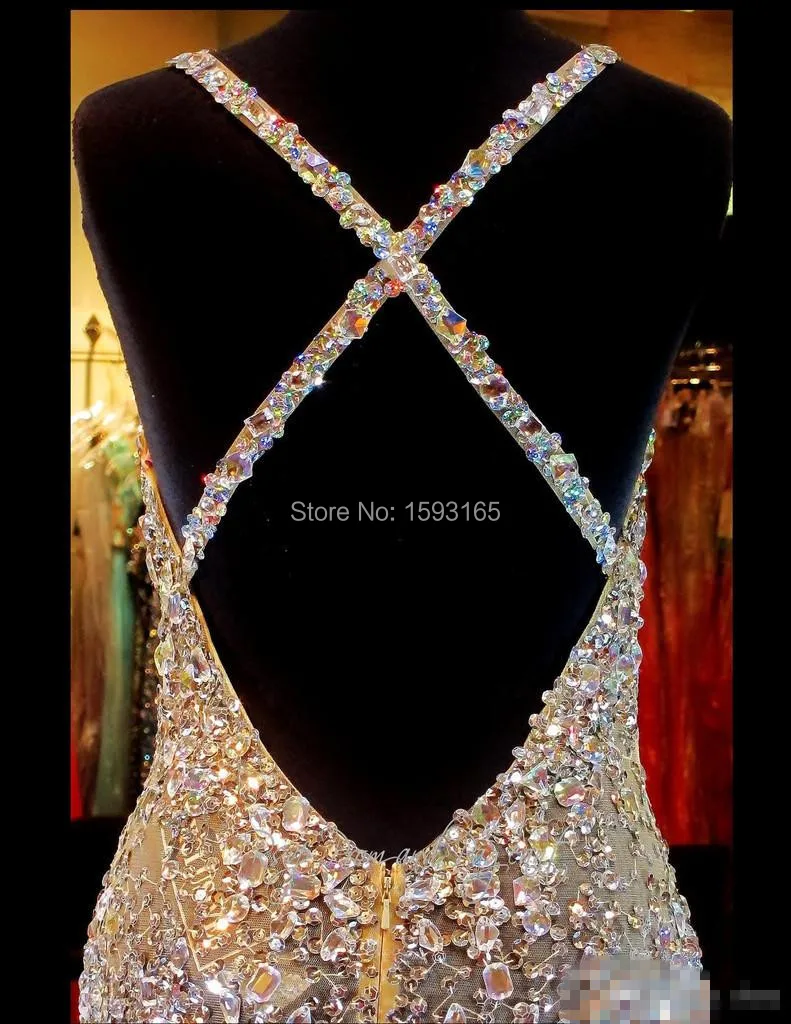 Блестящие выпускного вечера платье русалка с v-образным вырезом спагетти ремни