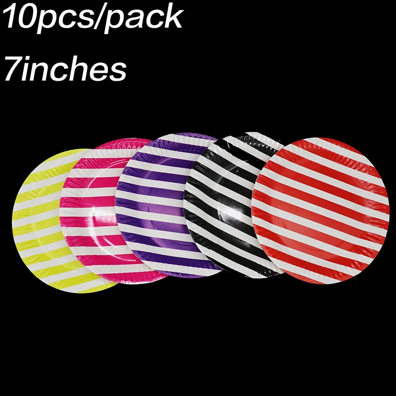 

10pcs/lot stripes disposable plates stripes baby shower birthday party decorations stripes party supplies