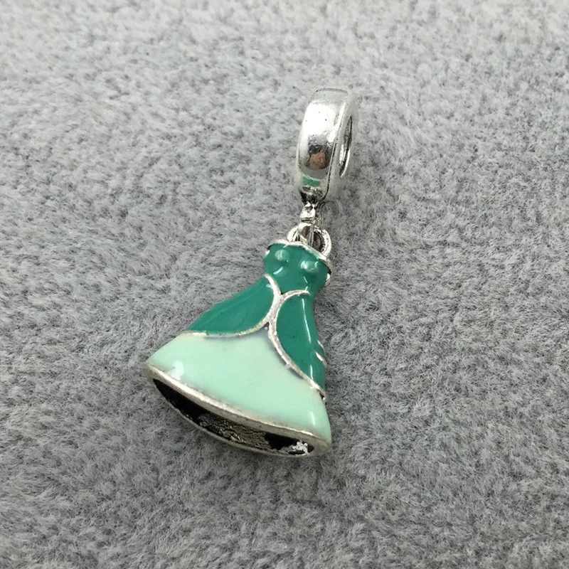 Платье Ариэль подвеска с зеленой эмалью Европейские Бусины подходят для